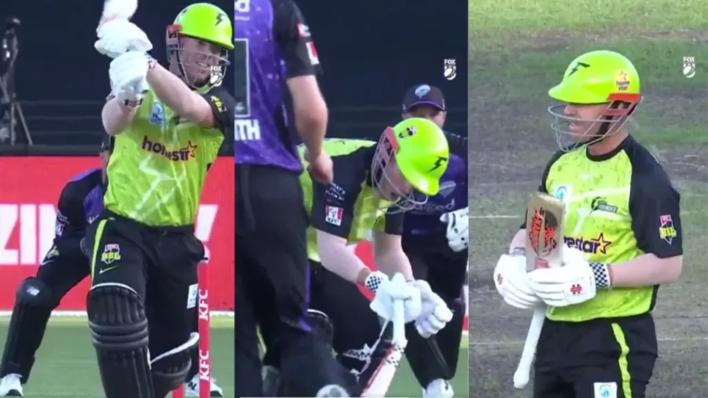Unbelievable scenes! David Warner breaks his bat and smacks himself on head in BBL
