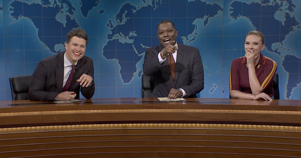 Colin Jost and Scarlett Johansson Team Up for SNL Finale Revenge